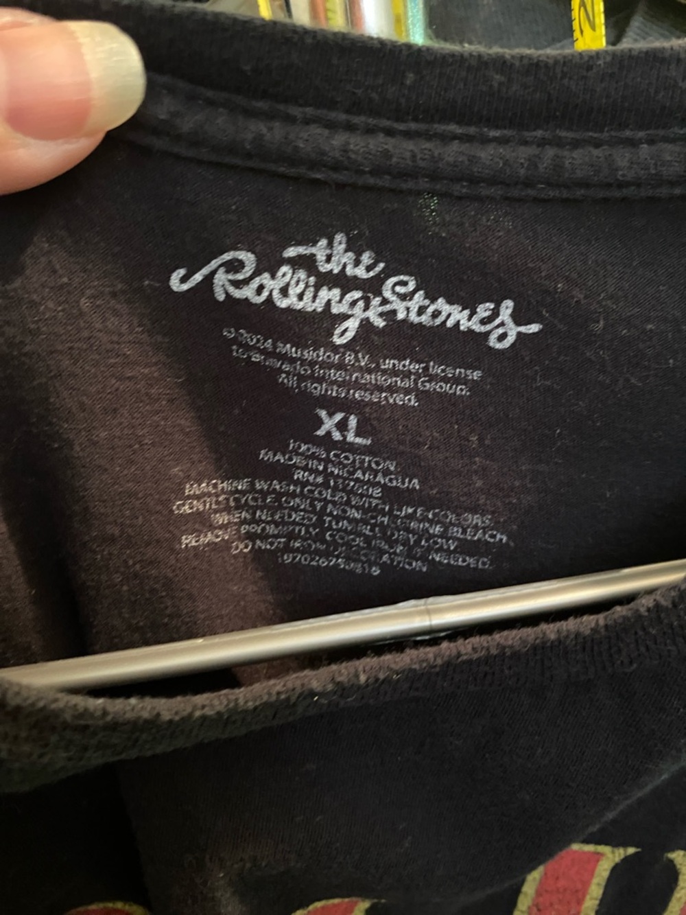 The Rolling Stones Black Tee with Red Tongue and Yellow Logo - Picture 2 of 2